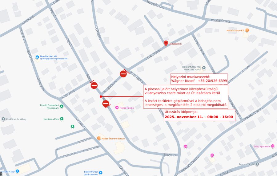 Déryné U Villamos Munka útlezárás